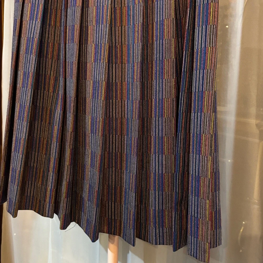 Vintage Roth Le Cover 100% Wool Academia Pleated Multicolor A-Line MIDI Skirt - Picture 3 of 6